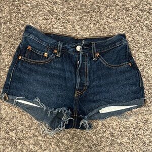 Levi's Blue Jean Shorts High-Waisted Distressed